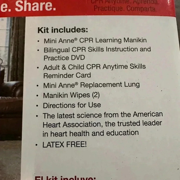 New. AHA Adult And Child CPR Trainer. Mannequin DVD. Extra Lung, Wipes. - Picture 7 of 7